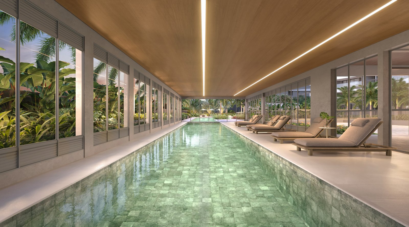 Piscina coberta de alto padrão Casa Cerâmica